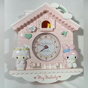 My Melody Pink Decorative Wall Clock PLASTIC 11.5”x10” Battery operated PREOWNED
